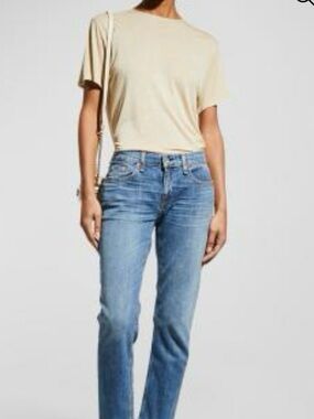 rag & bone Straight Leg Jeans in Light Blue Wash
